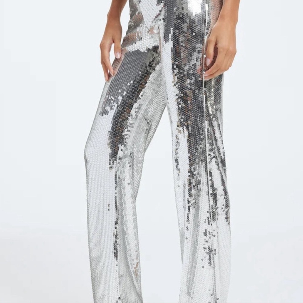 Good American Glitter Pant SEQUIN PARTY PANT | SILVER001